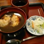 Fujiya Shokudou - お汁粉　付け合わせの漬物も美味しかった。
