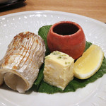 焼八寸　太刀魚　もずく酢　白魚玉子焼き