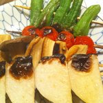 やきとりまるま - 野菜（塩）　120円×4　（冬かぶ・エリンギ・ぷてぃとまと・ししとう）