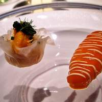ロオジエ - タラコじゃない。魚介の前菜。美しい色合い。