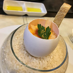 ユーロダイア - 佐久間養鶏場の玉子のムース ズワイガニとともに