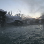 新野地温泉 相模屋旅館 - 源泉が注ぎ込まれている野天風呂