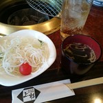 米沢牛炭火焼肉 上杉 - 石焼ステーキビビンバセット(1000円) サラダ・ドリンク・スープ
