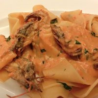 Ristorante IL FIGO INGORDO - プランツォＡ 1400円 のパッパルデッレ 手長エビ トマトクリーム