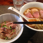 らぁ麺やまぐち - 特製鶏そばと豚丼 Apr/2017