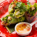 Fresh spring rolls with steamed chicken and colorful vegetables ~Goikun~