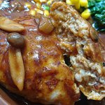 サイゼリヤ - サイゼリヤ 西葛西南口店 ランチ きのこのデミグラスソースハンバーグ 断面 フワフワの食感