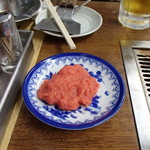 Tsukishima Monja Santaron - 辛子明太子は、別皿で来る