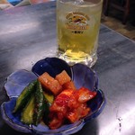 翠苑 - ミックスキムチ&緑茶割り