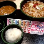 ゆで太郎 - 朝そば（おろし）　温そば、かき揚げ→わかめに変更 + カレールー（無料クーポン利用） 330円
