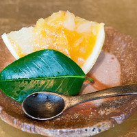 白金台こばやし - 美味すぎてとろけた、土佐文旦、タロッコオレンジ、黄金柑のゼリー。いつもプリンということで、料理長が作ってくれました（≧∇≦）この細やかな気遣い！