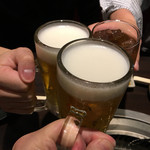 板前焼肉 一笑 - 初の組み合わせで乾杯〜(๑>◡<๑)