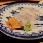 割烹 山路 - 真鯛と赤貝の刺身