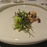 リストランテ カノフィーロ - 平スズキのカルパッチョ　グリーンアスパラと毛蟹