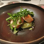 リストランテ カノフィーロ - 知床鶏モモ肉のポルケッタ風　ウドとバジリコの酢味噌和え