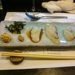 山猫軒 - 鯛の刺身3種類と塩辛、卵
