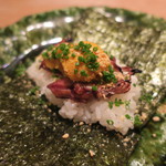 虎白 - お凌ぎ：炙り蛍烏賊 雲丹 飯蒸し2