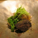 虎白 - 冷し物：鼈煮凝り 原木椎茸 う玉 菜の花2