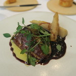 プレヴナンス - 29年4月　スペイン鴨フォアグラ、筍　黒トリュフソース　木の芽、田芹、コゴミ