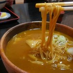 山田屋 - お蕎麦はこんな感じです。カレーが絡んできます。