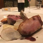 カーサ・デル・チーボ - 佐助豚 ミスジのアッロースト にんにくのピューレと赤ワインのリストレット