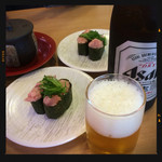 Kappa Sushi - 瓶ビール＆軍艦巻き＆茶碗蒸し