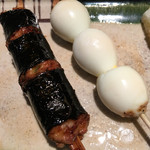 炭家 - 納豆巻きとうずら。