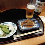 とんかつ桂 - 味噌田楽と漬け物でビール♪