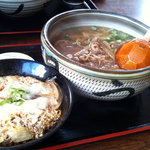 鳴門うどん  - 鶏ごぼううどん　カツ丼セット