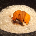 クラフタル - ランチコース 8316円 の鱈の白子、雲丹の石鍋沸騰マッシュルームソース仕立て