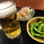 陽だまりの湯 - 生ビール&冷奴&枝豆