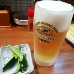 粋仙 - 凍ったグラスの生ビール