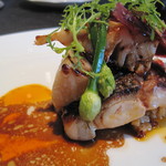 ラ ターブル ドゥ ジョエル・ロブション - 活イサキのソテー 国産竹の子のグリエとデュクセルのコンビネーション イベリコの生ハムをあしらって