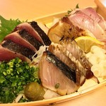 熟成魚と日本酒と藁焼き 中権丸 - 炙り3種盛り♩