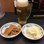 日高屋 - メンマ・ポテサラ・生ビール