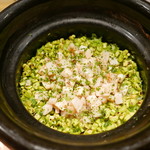 虎白 - そら豆ホタテふきのとうの炊き込みご飯