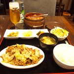 食べ門 - プルコギ定食＆生ビール 1000円
