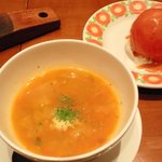 グリルキャピタル東洋亭 - 具だくさんスープトマトベースかな？トマト美味しかった～