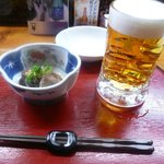 Hiro Sushi - 生ビール＆付き出し