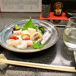 和幸寿司 - お造り盛り合わせ ＆ くどき上手 ばくれん 黒