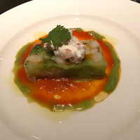 COLK  - 農園野菜のテリーヌ トマトソース サーモンのタルタル添え