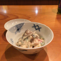 日本料理 たかむら - 秋田県産 車海老 燻りがっこ 林檎 柿 どんこ椎茸 胡瓜 白和え