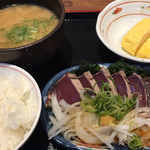 街かど屋 - ぶっかけ鰹たたき定食¥750+豚汁変更¥70