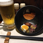 いさおや - お通し＆生ビールつくね