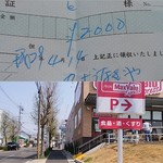 丸十 うなぎや - 領収書とマックスバリュー。