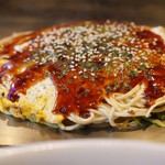 Okonomiyaki Teppanyaki Rikimaru - 肉玉そば(厚さ)