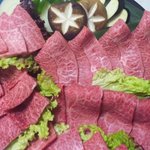 肉匠迎賓館 - 欲張りプランのお肉の上からの写真