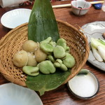 利久庵 - 「そら豆と新じゃが」750円