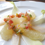 手打ち蕎麦とフレンチの やな木 - ＜2017年1月＞北海道産帆立とチコリとグレープフルーツのカルパッチョ