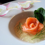 手打ち蕎麦とフレンチの やな木 - ＜2017年2月＞ノルウェー産サーモンの昆布締め花びら仕立て